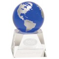 "NEW" Blue Crystal Globe with Clear Crystal Base 